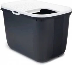 Savic Kattentoilet Hop In 38.5x58x39x5 Cm Kattenbak Antraciet&Wit -Dierenwinkel Met Korting savic hop in kattenbak grijs 58x385x395 cm 4541958