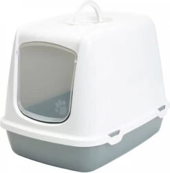 Savic Kattentoilet Oscar 50x37x39 Cm Kattenbak Grijs&Wit -Dierenwinkel Met Korting savic witlichtgrijs kattenbak oscar 107366