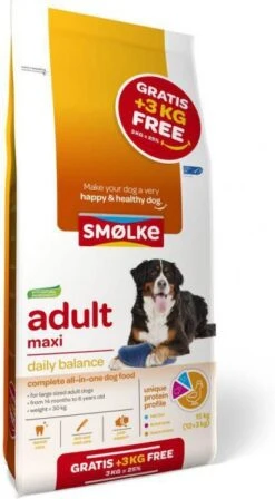 Smolke 12 Kg + 3 Kg Gratis! Sm&#xF8, Lke Adult Adult Maxi Daily Balance -Dierenwinkel Met Korting smolke hondenvoer adult maxi 12 3 kg 55748