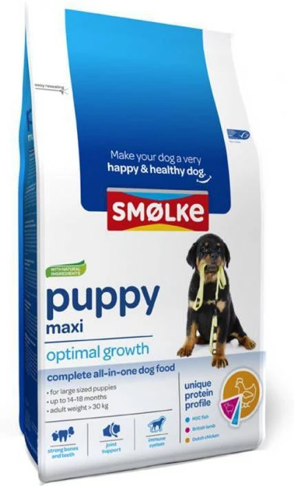 Smolke 25% Korting! 4x3kg Puppy Maxi Optimal Growth Smø, Lke Hondenvoer 12 Smolke 25% Korting! 4x3kg Puppy Maxi Optimal Growth Smø, Lke Hondenvoer - Afbeelding 12