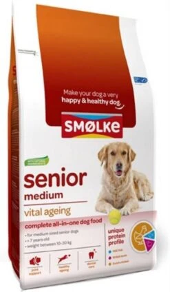 Smolke Sm&#xF8, Lke Senior Medium Vital Ageing Dubbelpak 2 X 12 Kg -Dierenwinkel Met Korting smolke senior hondenvoer medium 12 kg 25536