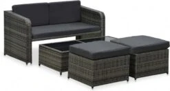 VidaXL 4 Delige Loungeset Met Kussens Poly Rattan Antraciet -Dierenwinkel Met Korting vidaxl 4 delige loungeset met kussens poly rattan antraciet 249661