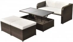 VidaXL 4 Delige Loungeset Met Kussens Poly Rattan Bruin -Dierenwinkel Met Korting vidaxl 4 delige loungeset met kussens poly rattan bruin 153485