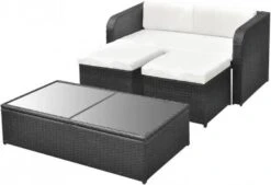 VidaXL 4 Delige Loungeset Met Kussens Poly Rattan Zwart 10 VidaXL 4 Delige Loungeset Met Kussens Poly Rattan Zwart -Dierenwinkel Met Korting vidaxl 4 delige loungeset met kussens poly rattan zwart 73707