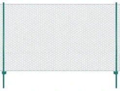 VidaXL Draadgaashek Met Palen 25x1, 5 M Staal Groen