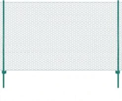 VidaXL Draadgaashek Met Palen 25x2 M Staal Groen -Dierenwinkel Met Korting vidaxl draadgaashek met palen 25x2 m staal groen 195409