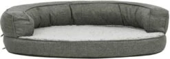VidaXL Hondenbed Ergonomisch Linnen Look 75x53 Cm Fleece Grijs
