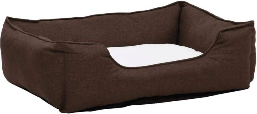 VidaXL Hondenmand Linnen Look 110, 5x80, 5x26 Cm Fleece Bruin En Wit 1 VidaXL Hondenmand Linnen Look 110, 5x80, 5x26 Cm Fleece Bruin En Wit