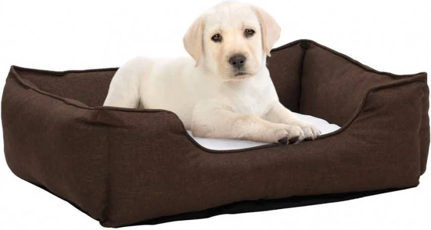 VidaXL Hondenmand Linnen Look 110, 5x80, 5x26 Cm Fleece Bruin En Wit 2 VidaXL Hondenmand Linnen Look 110, 5x80, 5x26 Cm Fleece Bruin En Wit - Afbeelding 2