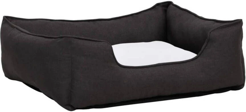 VidaXL Hondenmand Linnen Look 110, 5x80, 5x26 Cm Fleece Donkergrijs Wit 1 VidaXL Hondenmand Linnen Look 110, 5x80, 5x26 Cm Fleece Donkergrijs Wit