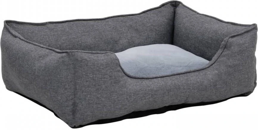 VidaXL Hondenmand Linnen Look 85, 5x70x23 Cm Fleece Grijs 1 VidaXL Hondenmand Linnen Look 85, 5x70x23 Cm Fleece Grijs