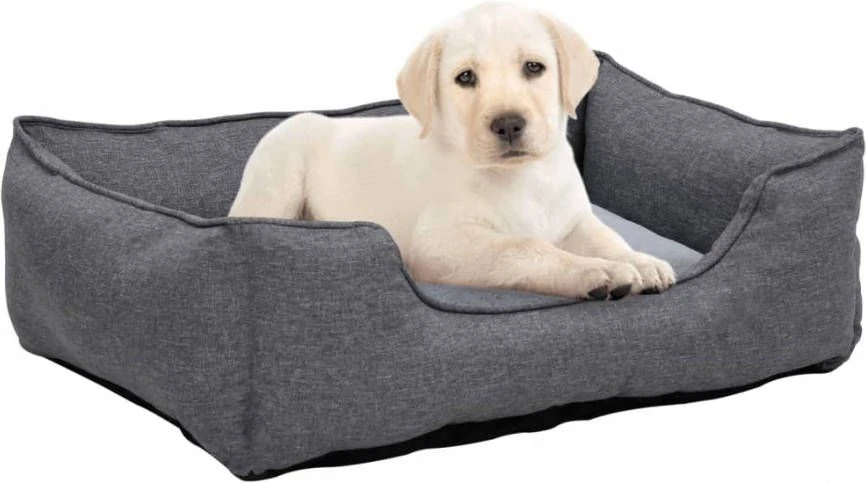 VidaXL Hondenmand Linnen Look 85, 5x70x23 Cm Fleece Grijs 2 VidaXL Hondenmand Linnen Look 85, 5x70x23 Cm Fleece Grijs - Afbeelding 2