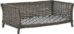 VidaXL Hondenmand Met Kussen 90x54x35 Cm Natuurlijk Wilgen Grijs -Dierenwinkel Met Korting vidaxl hondenmand met kussen 90x54x35 cm natuurlijk wilgen grijs 217454