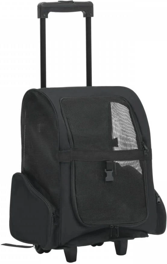 VidaXL Huisdierentrolley Inklapbaar Zwart 1 VidaXL Huisdierentrolley Inklapbaar Zwart