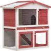 VidaXL Konijnenhok Voor Buiten Met 3 Deuren Hout Rood