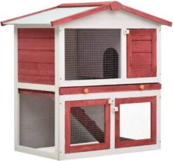 VidaXL Konijnenhok Voor Buiten Met 3 Deuren Hout Rood