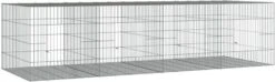 VidaXL Konijnenkooi Met 4 Panelen 217x79x54 Cm Gegalvaniseerd Ijzer