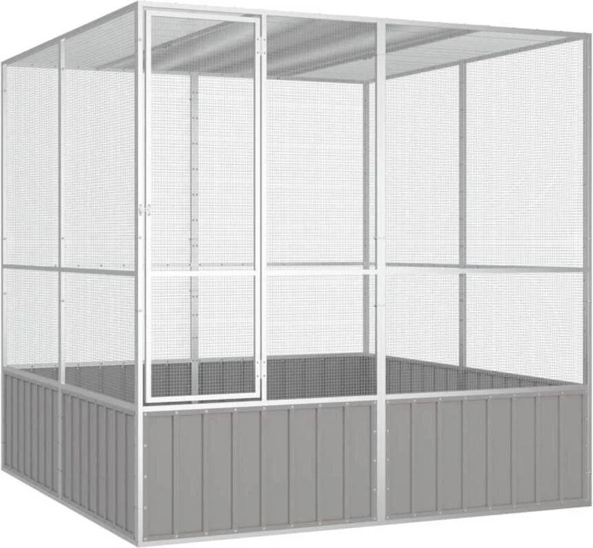 VidaXL Vogelkooi 213, 5x217, 5x211, 5 Cm Gegalvaniseerd Staal Grijs 1 VidaXL Vogelkooi 213, 5x217, 5x211, 5 Cm Gegalvaniseerd Staal Grijs