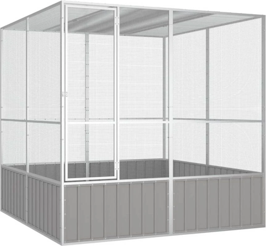 VidaXL Vogelkooi 213, 5x217, 5x211, 5 Cm Gegalvaniseerd Staal Grijs 2 VidaXL Vogelkooi 213, 5x217, 5x211, 5 Cm Gegalvaniseerd Staal Grijs - Afbeelding 2