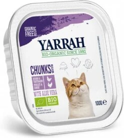 Yarrah 24 + 6 Gratis! Bio Chunks Of Pat&#xE9, Kattenvoer Bio Chunks Kip Met Bio Kip & Rund -Dierenwinkel Met Korting yarrah 48x100g chunks mix 3 soorten bio kattenvoer nat 140768