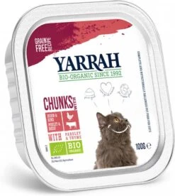 Yarrah 24 + 6 Gratis! Bio Chunks Of Pat&#xE9, Kattenvoer Bio Chunks Kip Met Bio Kip & Rund -Dierenwinkel Met Korting yarrah 6x100g biologisch chunks kip met rund kattenvoer 116555