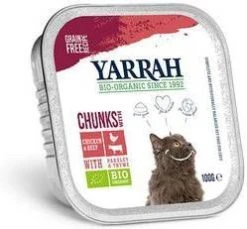 Yarrah 24 + 6 Gratis! Bio Chunks Of Pat&#xE9, Kattenvoer Bio Chunks Kip Met Bio Kip & Rund